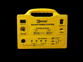 SOLAR POWER SYSTEM SYSTEM STATUS BATTERY CHARGE GREEN / HIGH ORANGE / MED RED / LOW GREEN / FULL GREEN FLASH / CHARGING RED / FAILURE DC OUTPUT FUSE 12VDC/20A POWER SWITCH ON OFF EEMB SUPPORT IPHONE IPAD SOLAR INPUT EXT. BATTERY 12V/DC INPUT 2A 12V 1A 5V logo
