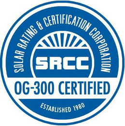 SOLAR RATING & CERTIFICATION CORPORATION SRCC OG-300 CERTIFIED ESTABLISHED 1980 logo