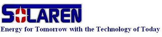 SOLAREN ENERGY FOR TOMORROW WITH THE TECHNOLOGY OF TODAY logo
