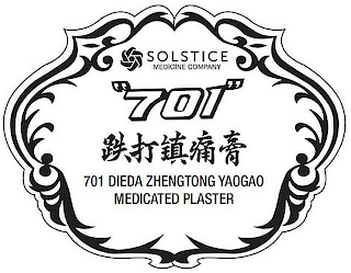 SOLSTICE MEDICINE COMPANY "701" 701 DIEDA ZHENGTONG YAOGAO MEDICATED PLASTER logo