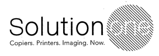 SOLUTION ONE COPIERS. PRINTERS. IMAGING. NOW. logo