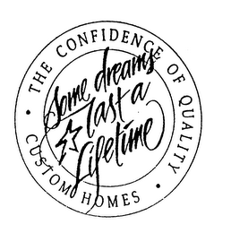 SOME DREAMS LAST A LIFETIME THE CONFIDENCE OF QUALITY CUSTOM HOMES logo