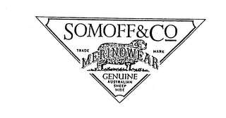 SOMOFF & CO MERINOWEAR GENUINE AUSTRALIAN SHEEP HIDE TRADE MARK logo