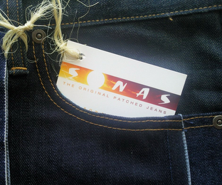 SONAS THE ORIGINAL PATCHED JEANS logo