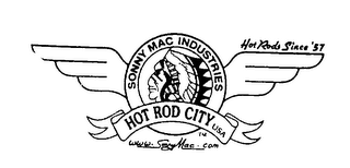 SONNY MAC INDUSTRIES HOT ROD CITY USA HOT RODS SINCE '57 logo