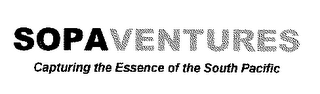 SOPAVENTURES CAPTURING THE ESSENCE OF THE SOUTH PACIFIC logo