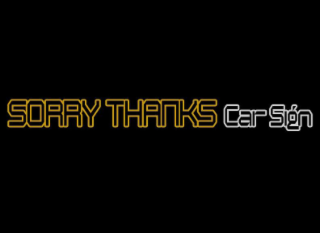SORRY THANKS CAR SIGN logo