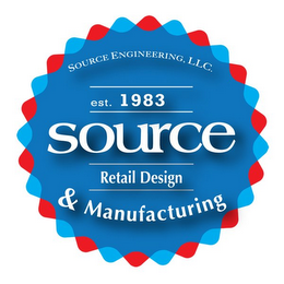 SOURCE ENGINEERING, LLC. EST. 1983 SOURCE RETAIL DESIGN & MANUFACTURING logo