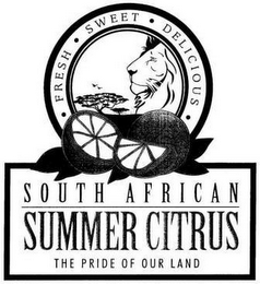 SOUTH AFRICAN SUMMER CITRUS THE PRIDE OF OUR LAND · FRESH · SWEET · DELICIOUS · logo