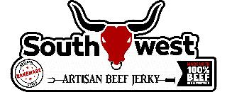 SOUTH WEST ARTISAN BEEF JERKY ARTISAN HANDMADE STYLE MADE WITH 100% BEEF HIGH PROTEIN logo