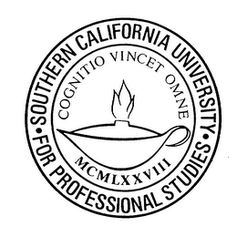 SOUTHERN CALIFORNIA UNIVERSITY FOR PROFESSIONAL STUDIES COGNITIO VINCET OMNE MCMLXXVIII logo