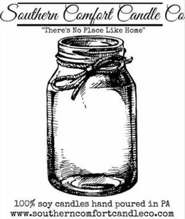 SOUTHERN COMFORT CANDLE CO "THERE'S NO PLACE LIKE HOME" 100% SOY CANDLES HAND POURED IN PA WWW.SOUTHERNCOMFORTCANDLECO.COM logo
