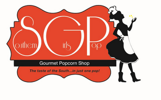 SOUTHERN GIRLS POP GOURMET POPCORN SHOPTHE TASTE OF THE SOUTH...IN JUST ONE POP! logo