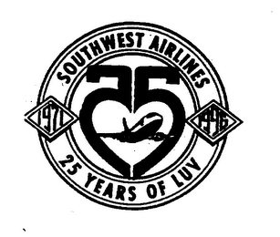 SOUTHWEST AIRLINES, 1971 AND 1976 25 YEARS OF LUV logo