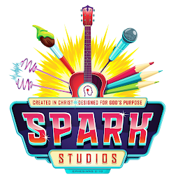 "SPARK STUDIOS" "EPHESIANS 2:10." "CREATED IN CHRIST DESIGNED FOR GOD'S PURPOSE" logo