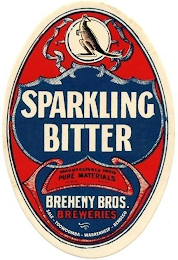 SPARKLING BITTER MANUFACTURED FROM PURE MATERIALS BREHENY BROS. BREWERIES SALE - TOOWOOMBA - WARRENHEIP - BENDIGO logo