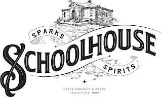SPARKS SCHOOLHOUSE SPIRITS CRAFT WHISKEYS & BREWS LEGACY EST. 1909 logo