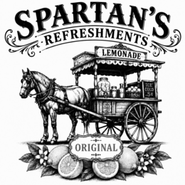 SPARTAN’S REFRESHMENTS FRESH LEMONADE ICE COLD +5¢ ORIGINAL logo