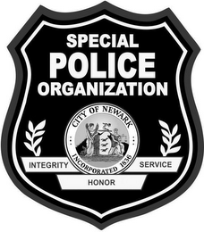 SPECIAL POLICE ORGANIZATION INTEGRITY SERVICE HONOR ··· CITY OF NEWARK ··· INCORPORATED 1836 logo