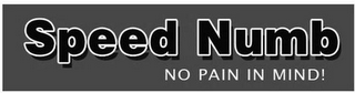 SPEED NUMB NO PAIN IN MIND! logo