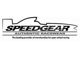 SPEEDGEAR AUTHENTIC RACEWEAR THE LEADING PROVIDER OF MERCHANDISE FOR OPEN WHEEL RACING logo