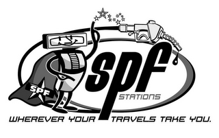SPF STATIONS WHEREVER YOUR TRAVELS TAKEYOU. SPF logo