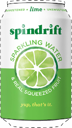 SPINDRIFT * LIME * UNSWEETENED SPARKLING WATER & REAL SQUEEZED FRUIT YUP, THAT'S IT. logo