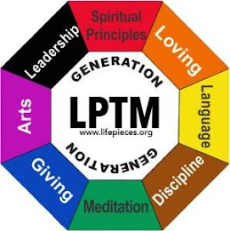 SPIRITUAL PRINCIPLES LOVING LANGUAGE DISCIPLINE MEDITATION GIVING ARTS LEADERSHIP GENERATION LPTM GENERATION WWW.LIFEPIECES.ORG logo