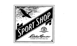 SPORT SHOP EDDIE BAUER OUTDOOR OUTFITTERS SINCE 1920 EB EDDIE BAUER WORLD'S FINEST DOWN logo