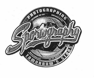 SPORTOGRAPHY PHOTOGRAPHING TOMORROW'S STARS LENS MADE IN USA 28.105 MM 1.4 - 5.6 logo