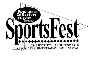 SPORTS COLLECTORS DIGEST VOICE FOR THE HOBBY THE HOBBY'S OLDEST AND LARGEST PUBLICATION SPORTSFEST THE WORLD'S LARGEST SPORTS COLLECTIBLE & ENTERTAINMENT FESTIVAL logo