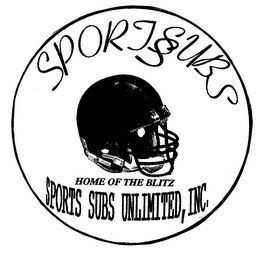 SPORTS SUBS HOME OF THE BLITZ SPORTS SUBS UNLIMITED INC, logo