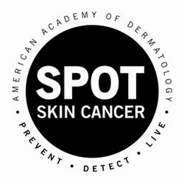 SPOT SKIN CANCER · AMERICAN ACADEMY OF DERMATOLOGY · PREVENT · DETECT · LIVE logo