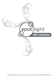SPOTLIGHT INFLUENCES SPOTLIGHT LOGO W/FLOURISHER AND SUB-BRAND (INFLUENCES) logo