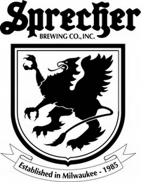 SPRECHER BREWING CO., INC. ESTABLISHED IN MILWAUKEE - 1985 logo