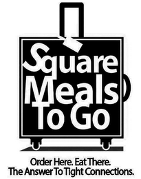 SQUARE MEALS TO GO ORDER HERE. EAT THERE. THE ANSWER TO TIGHT CONNECTIONS. logo