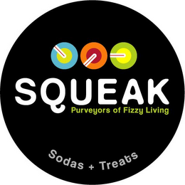 SQUEAK PURVEYORS OF FIZZY LIVING SODAS + TREATS logo