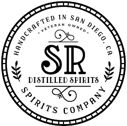 SR DISTILLED SPIRITS HANDCRAFTED IN SAN DIEGO, CA VETERAN OWNED SPIRITS COMPANY logo