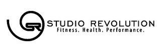 SR STUDIO REVOLUTION FITNESS. HEALTH. PERFORMANCE. logo