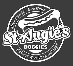 ST AUGIE'S DOGGIES. MEAN DAWGS - NICE BUNS. SABRETT NEW YORK HOT DOGS logo