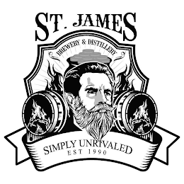 ST. JAMES BREWERY & DISTILLERY SIMPLY UNRIVALED EST 1990 logo