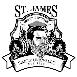 ST. JAMES BREWERY & DISTILLERY SIMPLY UNRIVALED EST 1990 logo