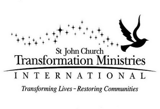 ST JOHN CHURCH TRANSFORMATION MINISTRIES INTERNATIONAL TRANSFORMING LIVES - RESTORING COMMUNITIES logo