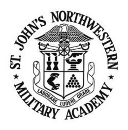 ST. JOHN'S NORTHWESTERN MILITARY ACADEMY LABORARE LUDERE ORARE logo