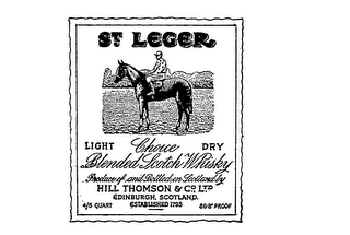 ST LEGER LIGHT DRY CHOICE BLENDED SCOTCH WHISKEY PRODUCED AND BOTTLED IN SCOTLAND BY HILL THOMSON & CO. LTD EDINBURG SCOTLAND EST. 1795 logo