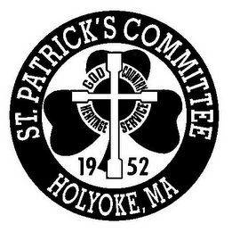 ST. PATRICK'S COMMITTEE HOLYOKE, MA GOD COUNTRY HERITAGE SERVICE 1952 logo