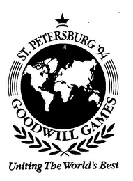 ST. PETERSBURG '94 GOODWILL GAMES UNITING THE WORLD'S BEST logo