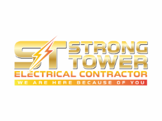 ST STRONG TOWER ELECTRICAL CONTRACTOR WE ARE HERE BECAUSE OF YOU logo