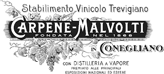STABILIMENTO VINICOLO TREVIGIANO CARPENE - MALVOLTI FONDATA NEL 1868 IN CONEGLIANO CON DISTILLERIA A VAPORE PREMIATO ALLE PRINCIPALI ESPOSIZIONI NAZIONALI ED ESTERE logo