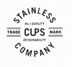 STAINLESS CUPS COMPANY TRADE MARK NO.1 QUALITY RETAINABILITY logo